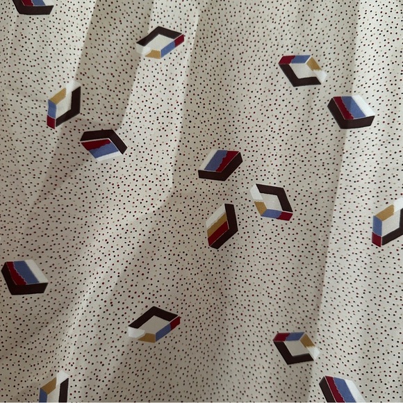 Vintage 80s Personal Beige Geometric Pattern Blouse Long Sleeves Women’s Size 12 - Picture 14 of 16